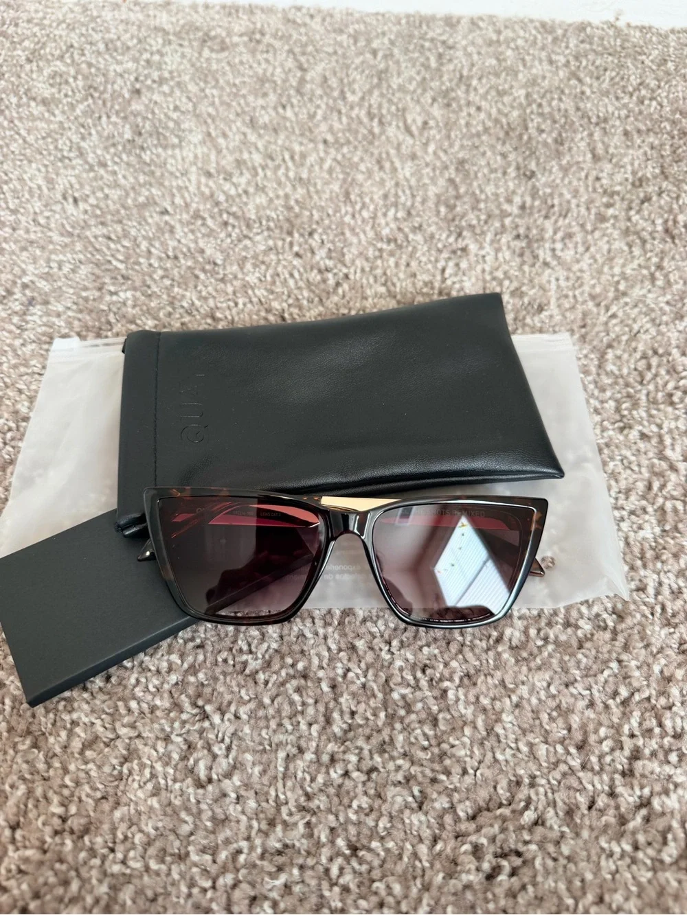 NIB QUAY Call The Shots Remixed Cat eye Sunglasses 43mm with brown lens